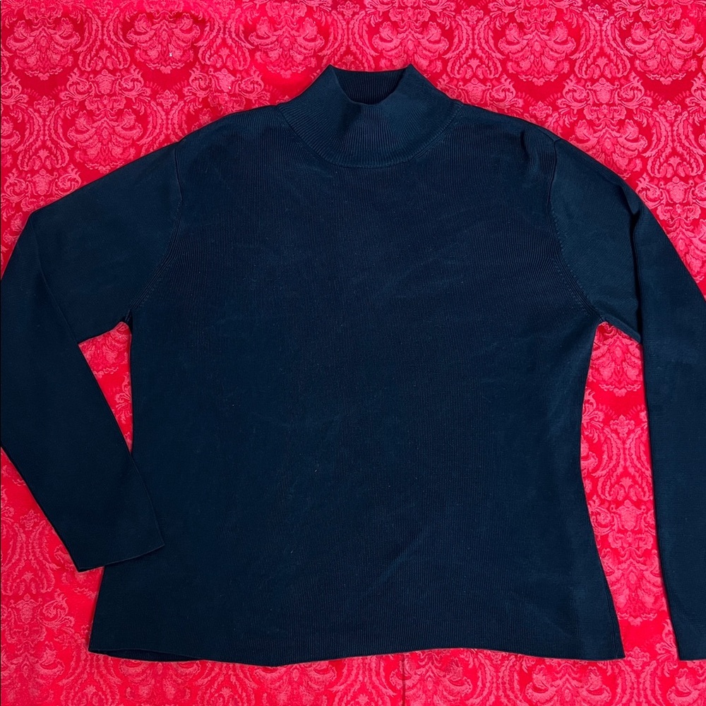 Talbots Women’s XL Black 100% Silk Mock Neck Top Pullover Quiet Luxury